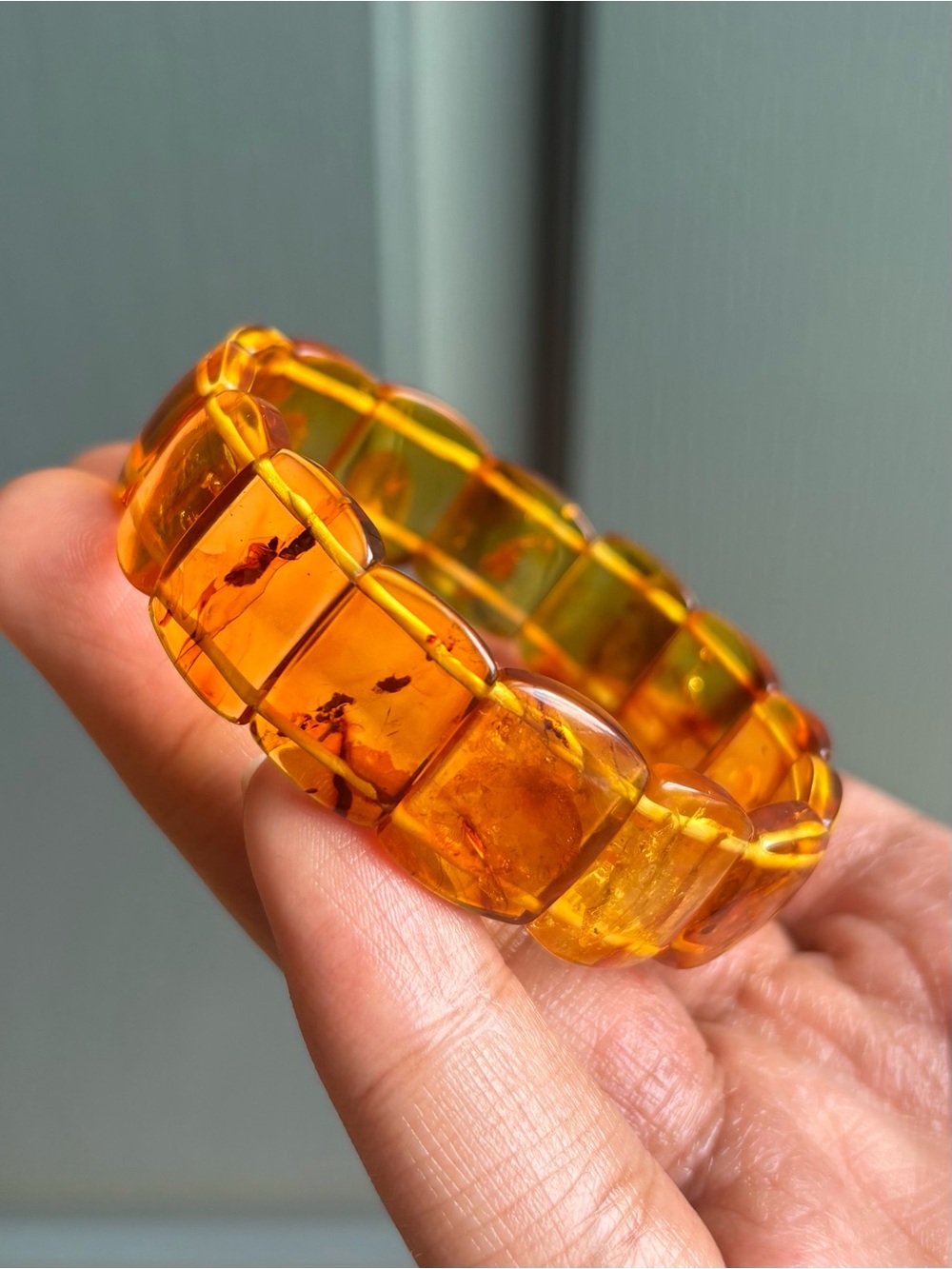Flower Amber Bangle Crystal Bracelet 16mm